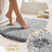 Bathroom Rugs Non Slip Washable, Ultra Soft and Water Absorbent Bath Mats, Fluffy Shower Mat Outside, Plush Matts for Bathroom Floor/Sink, 24X17, Home Decor Accessories, Light Gray and White