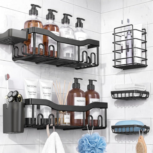 7-Pack Shower Caddy Adhesive,Stainless Steel Shower Organizer Shelf