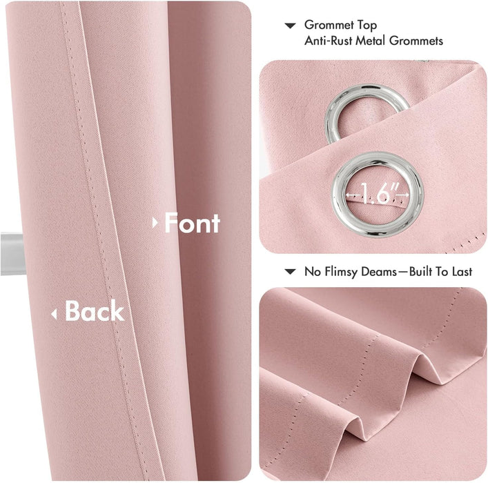 Blackout Curtains for Bedroom 2 Panels 40 x 63 Inch Long Pink