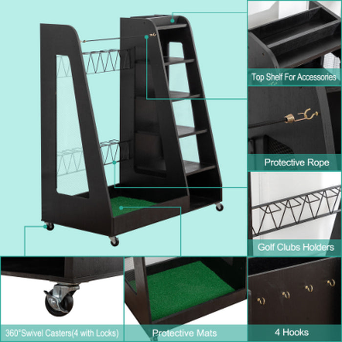 Two-Bag Wooden Golf Storage Rack
