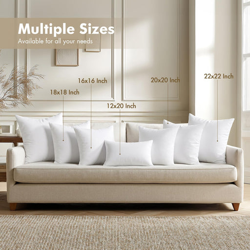 18x18 Pillow Inserts 4 Pack, 100% Virgin Fiber Filling Throw Pillows