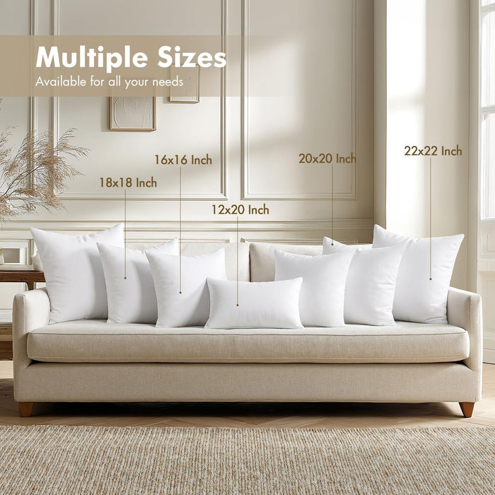 18x18 Pillow Inserts 4 Pack, 100% Virgin Fiber Filling Throw Pillows