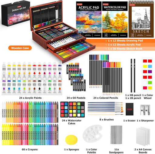 Art Supplies,192 Pack Deluxe Art Set Drawing Painting Supplies Kit