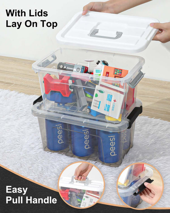 7Qt Clear Plastic Storage Bins with Lids,Transparent Design,6 Pack