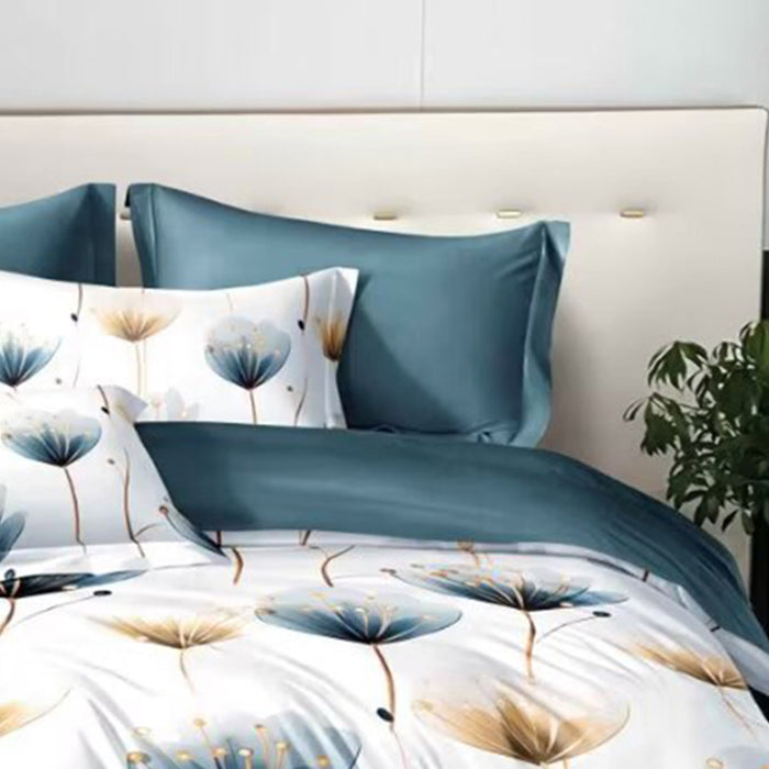 Three-Piece Blue Floral Duvet Cover Set