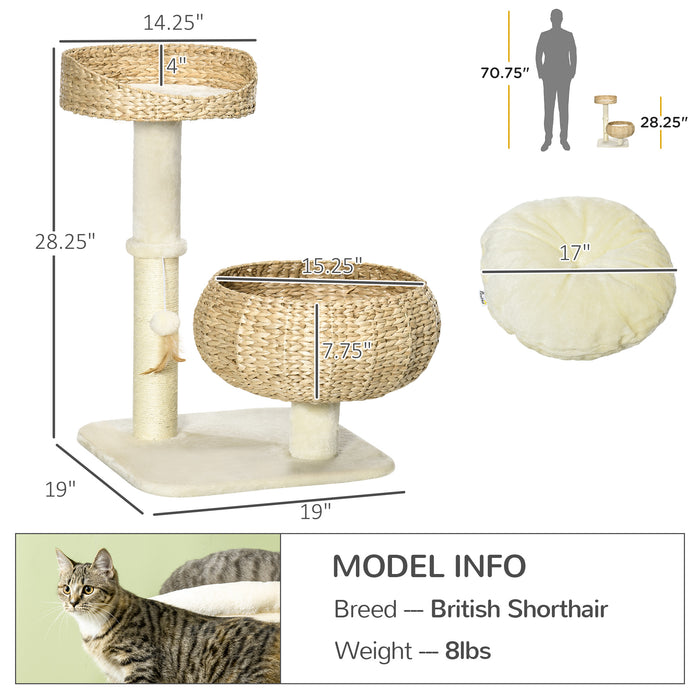 Elevated Cat Bed with Sisal Scratching Post