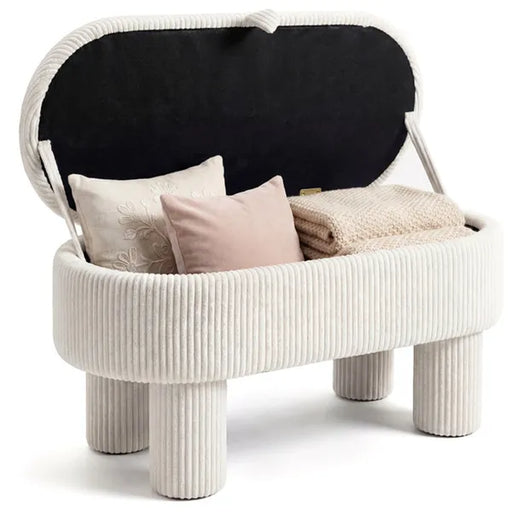 Corduroy Storage Bench with Hidden Compartment