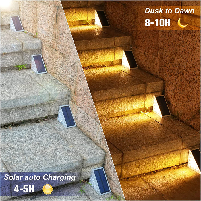 Solar Stair Lights 6 Pack, Solar Step Lights Outdoor Waterproof
