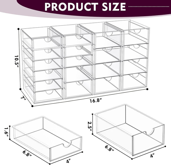 Acrylic Makeup Organizer with 19 Drawers,Storage Drawer Organizer