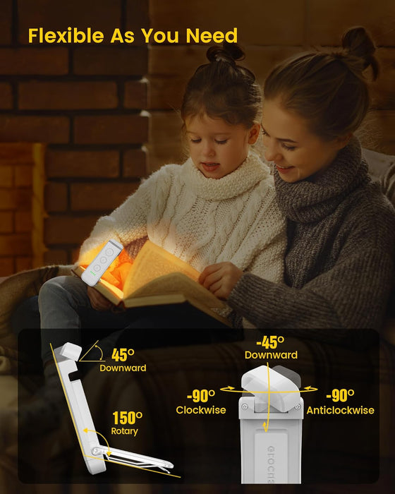USB Rechargeable Book Light, Portable Clip-on LED Reading Light