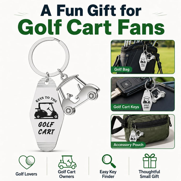 Golf Gifts for Men Retro Motel Golf Cart Keychain Accessories