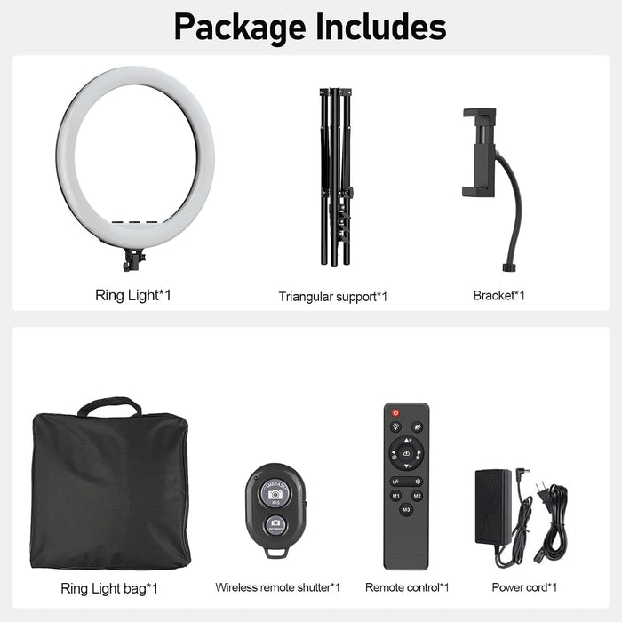 21 inch Ring Light with Stand Outer 55W 5600k Dimmable LED Light, Tripod Stand,and Phone Holder，Remote Controller,Carrying Bag ，CRI 97+ 2540lux, for Streaming Home Office Zoom Call Lighting