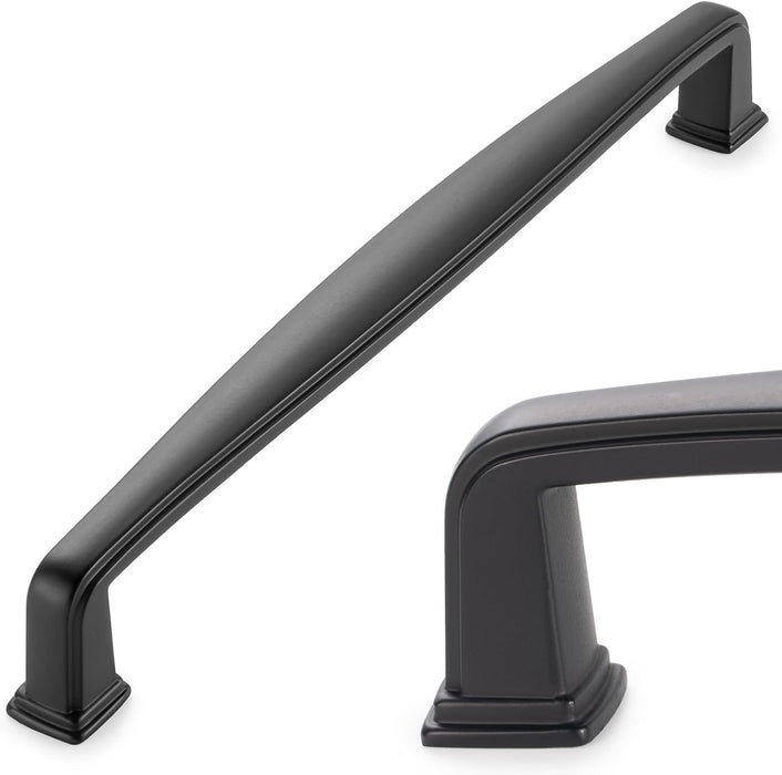Square Foot Cabinet Arch Pull - Black Furniture Handle, 6.3 Inch/160mm Screw Spacing, 10-Pack for Kitchen Cupboard Door, Bedroom Dresser Drawer, Bathroom Furniture Hardware