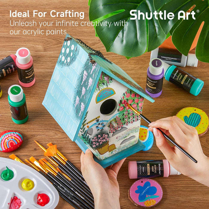Acrylic Paint, 36 Colors Acrylic Paint Set with Brushes & Palette, 2oz/60ml Bottles, Rich Pigments Non-toxic for Artists Kids & Adults, Painting on Canvas Rocks Ceramic Wood