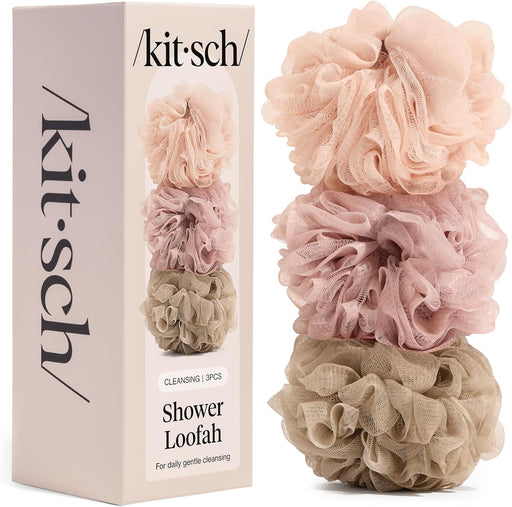 Shower Loofah – Soft Mesh Body Scrubber & Bath Sponge - 3pc Set