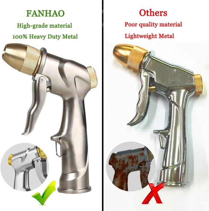 Upgraded 100% Metal Garden Hose Nozzle Heavy Duty, High Pressure