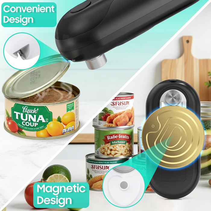 Electric Can Opener, Auto-Stop, USB-C Rechargeable, Side-Cut Smooth Edge, Hands Free Automatic Can Opener for Seniors & Arthritis Patients (Black)