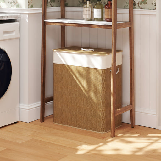 Double Bamboo Laundry Basket with Lid