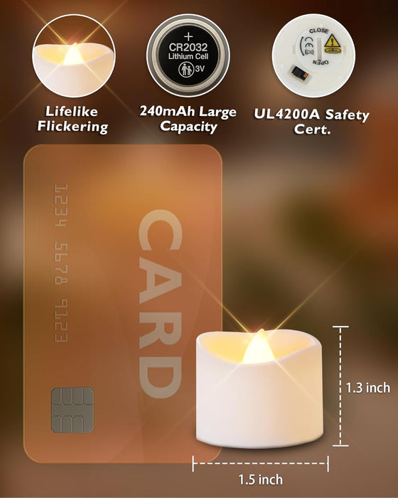 12Pcs Flickering Flameless Candle Battery Operated, 200+Hours Fake Electric LED Tea Lights for Votive, Centerpiece Table