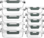 10 Pack Glass Food Storage Containers with Lids, Gray