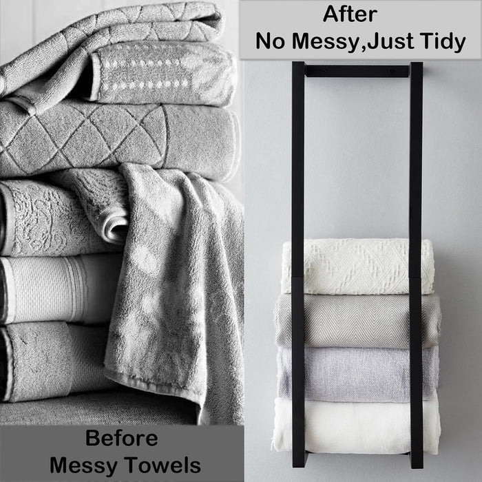 Towel Rack for Rolled Towels, Towel Rack for Bathroom,Wall Mounted Metal Bathroom Organizer, Bath Towel Holder Wall for 