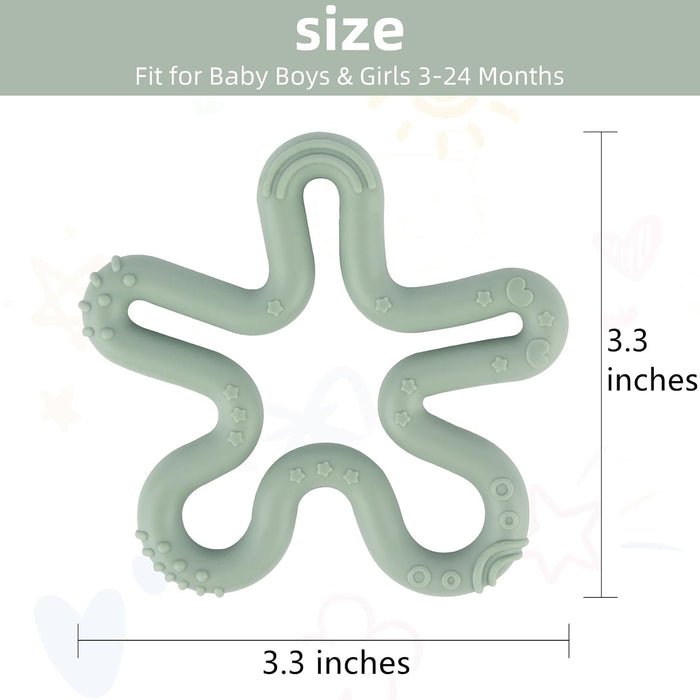 3pcs Coral Flower Teether Ring Baby Teething Toys Silicone Teether