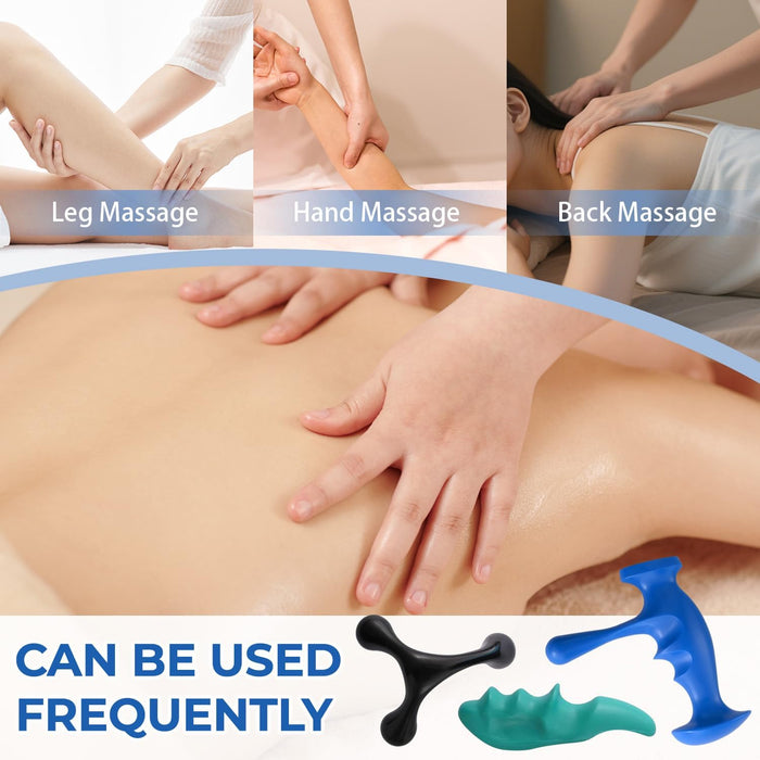 3PCS Thumb Saver Massage Tools,Manual Deep Tissue Massage,Set Include 1 Green Thumb Protector Tool & 1 Trigger Point Pressure Massager & 3-Legged Massage Knobs (3 Pcs)