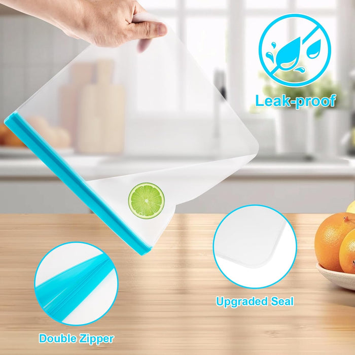 12 Pack Reusable Freezer Bags Dishwasher Safe, Leakproof Food Storage Bags, Silicone Bags for Food Storage Home Organiza