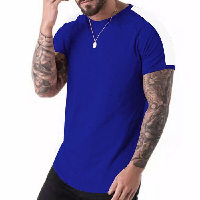 Mens Casual round Curved Hem T-Shirt Men Sport Fashion Short Sleeve T Shirts