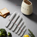 7-Piece Stainless Steel Knives Kitchen Set with Block - Retro 50S Aesthetic Countertop Set, 67-Layer Construction, Olive Design, Includes Chef, Bread, Santoku Knives, Multifunctional, Safe for Home Kitchen Use
