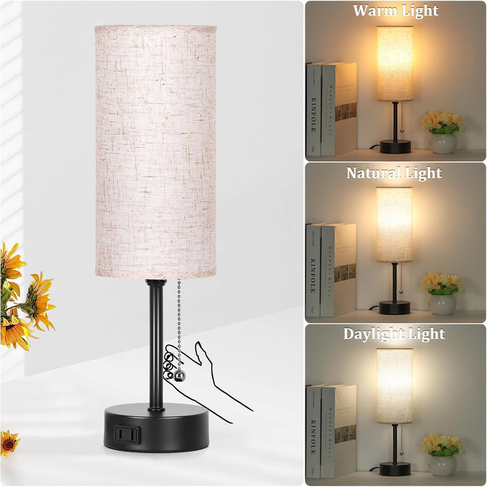 Bedside Table Lamp for Bedroom,Small Lamps for Night stands with Pull Chain