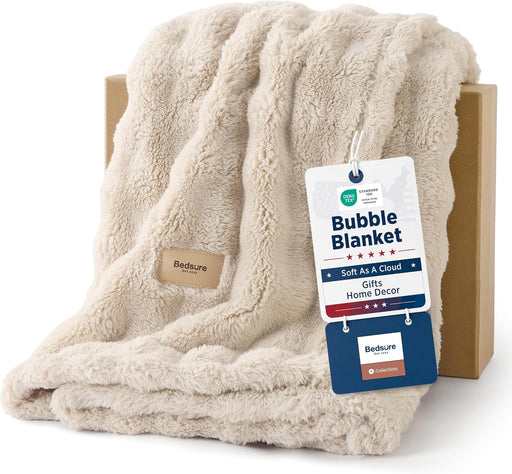 Cloud Bubble Blanket, Soft Cozy Throw, Beige, 50"×60"