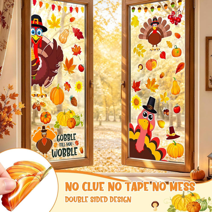 Fall Thanksgiving Window Clings Static Window Decal for Fall Décor