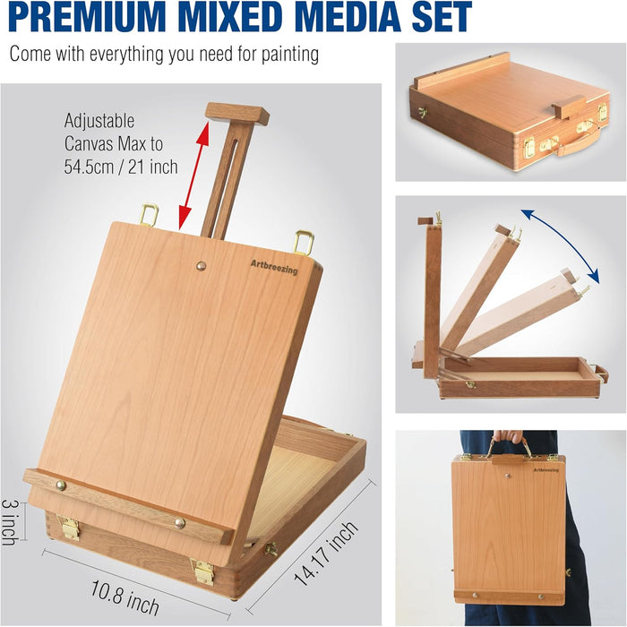 Mixed Media Art Set with Art Easel, Complete Art Supplies Kit
