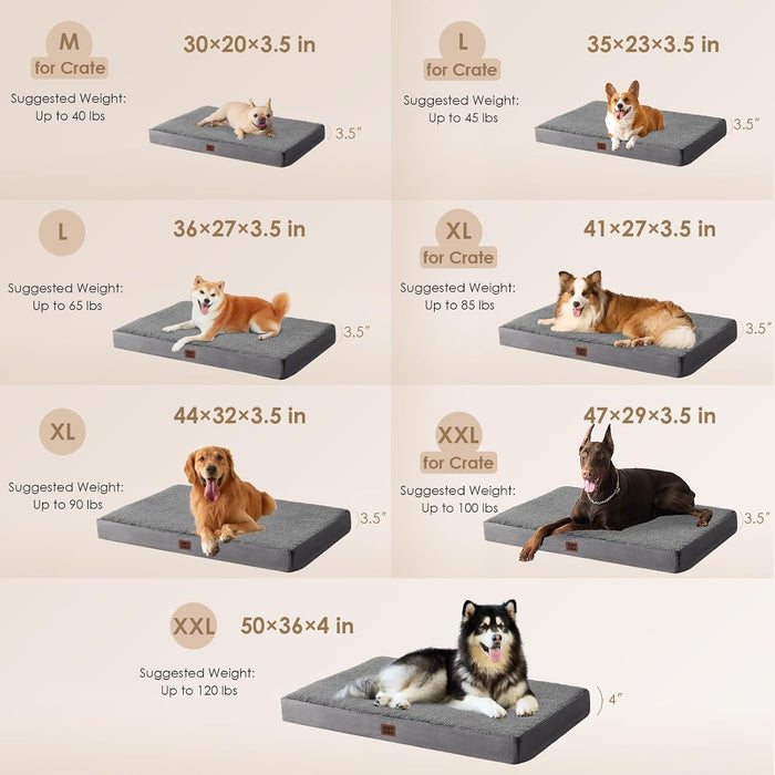 Orthopedic Dog Bed Large with Removable Washable Cover, 41IN Grey