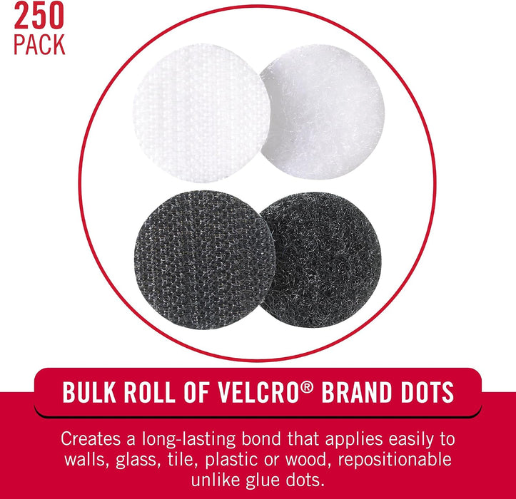 Dots with Adhesive, 1/2 in, White & Black Assorted, 250 Sets
