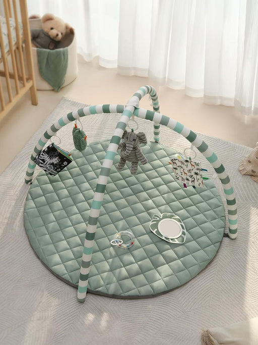 Baby Play Gym Mat, Play Mat Activity Mat with 6 Detachable Toys for Stage-Based Sensory & Motor Skill Development, Easy 