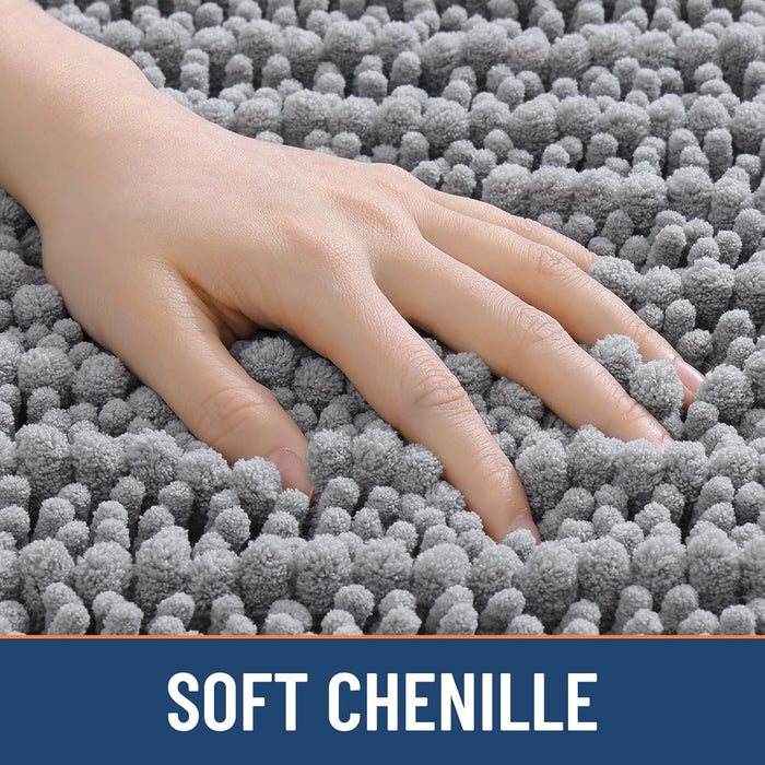 Bathroom Rugs 30X20, Extra Soft Rubber Backing Chenille Bath Mats