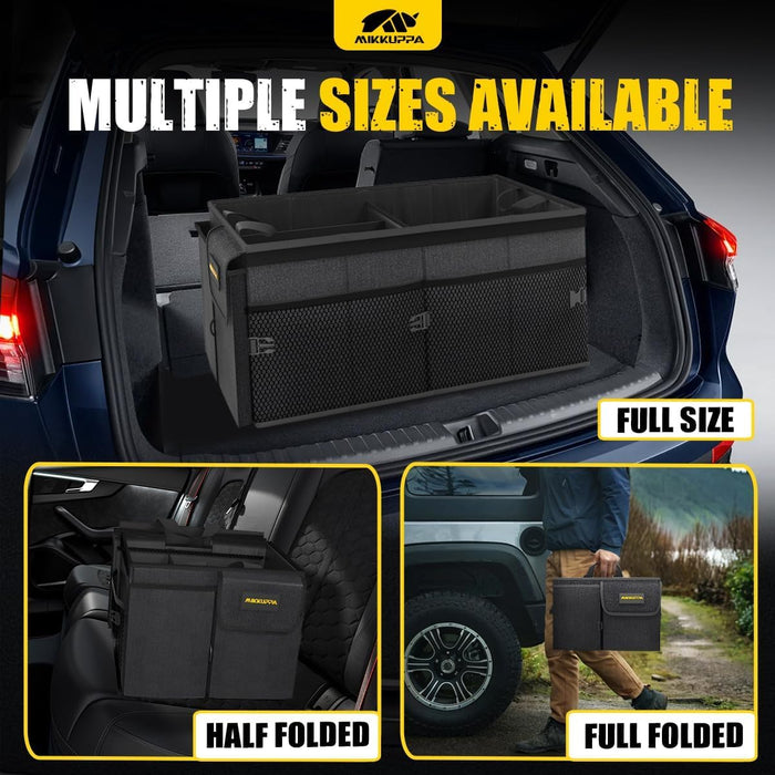 Trunk Organizer with Lid - 65L Collapsible Car Organizer, Black
