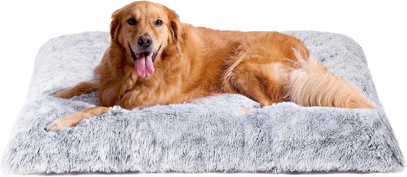 Fluffy Dog Crate Bed, Plush Extra Large Dog Pillow, Grey