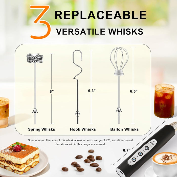 Handheld Milk Frother Wand for Coffee, Rechargeable Electric Whisk