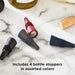 W6121 Bottle Stoppers Set of 4, Multicolor Wine Bottle Caps to Preserve Freshness, Stylish and Durable, Perfect for Parties and Gifts