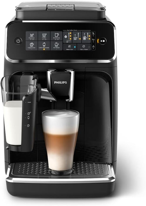 Philips 3200 Series Fully Automatic Espresso Machine, LatteGo Milk Frother, 5 Coffee Varieties, Intuitive Touch Display, 100% Ceramic Grinder, AquaClean Filter, My Coffee Choice, Black