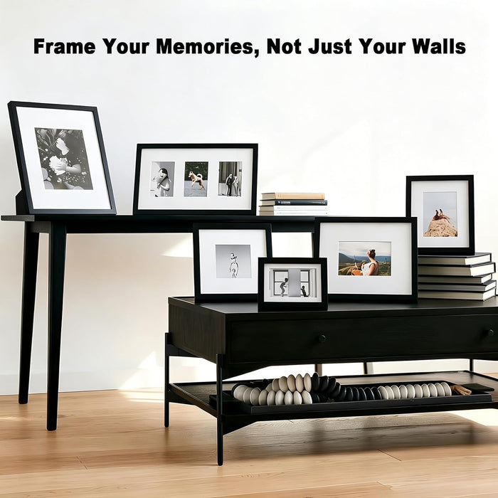 5x7 Solid Wood Picture Frame with Real Glass Cover Black