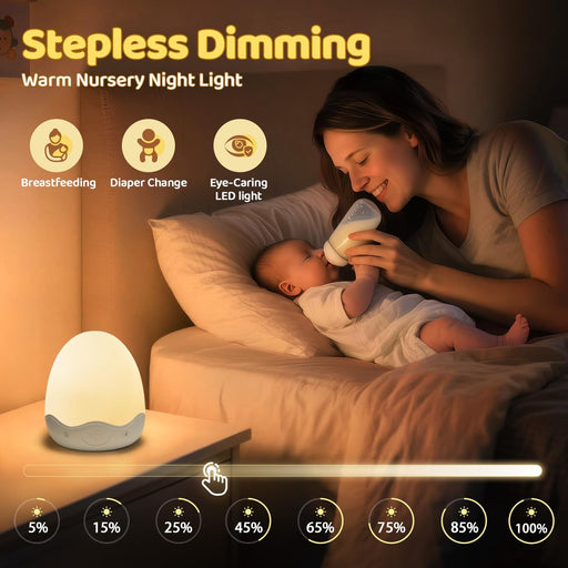Egg Light for Nursery,10 Colors&Stepless Dimming Baby Night Light