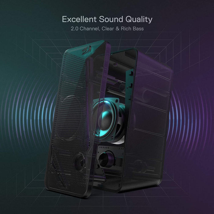 GS510 RGB Wired Desktop Speakers, 2.0 Channel Stereo Sound, Black
