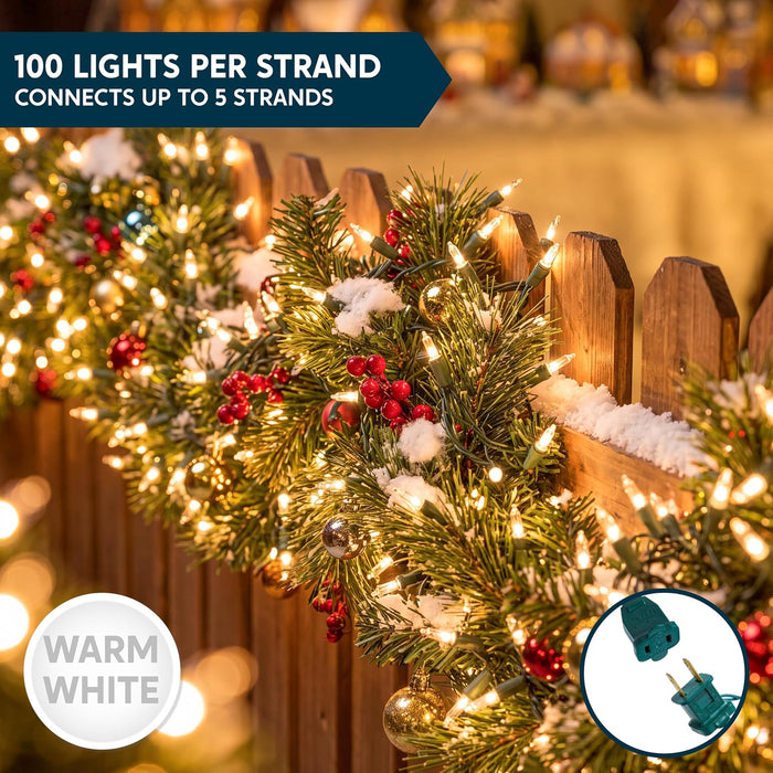 Clear Christmas String Lights Indoor,100 Count Mini White Fairy Light Outdoor,19.4 FT Decor for Patio Dorm Classroom Bed