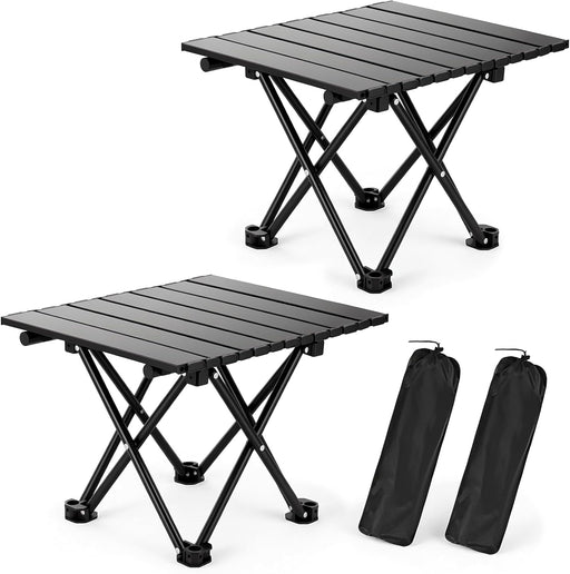 2 Pack Camping Table Foldable, Portable Folding Beach Table, Black-S