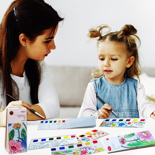 JUNQIU Watercolor Coloring Books for Kids Ages 4-8, Pocket Watercolor Painting Book for Toddlers, Easter Basket Stuffers For Girls Boys, Stocking Stuffers For Kids