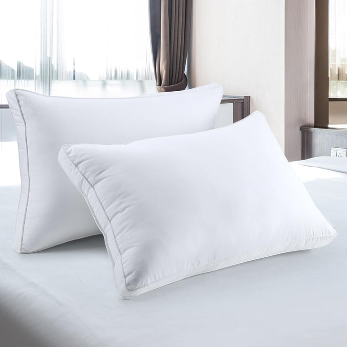 Gusset Bed Pillow, Hotel Pillows Queen Size Set of 2, White
